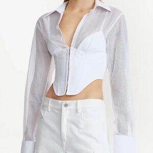 Dion Lee White Sheer Corset Blouse